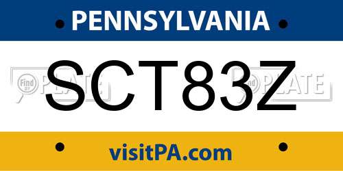 SCT83Z Pennsylvania License Plate