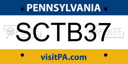SCTB37 Pennsylvania License Plate