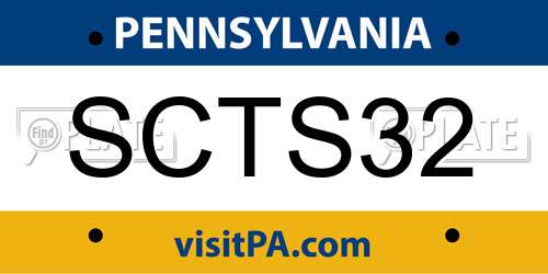 SCTS32 Pennsylvania License Plate