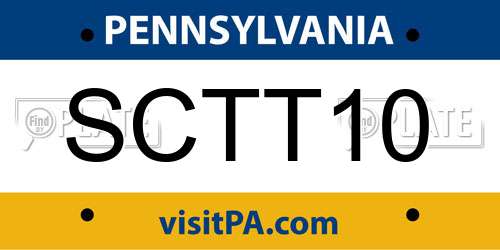 SCTT10 Pennsylvania License Plate