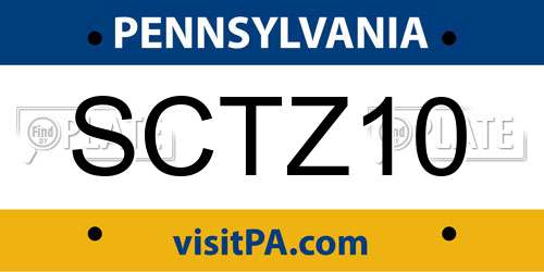 SCTZ10 Pennsylvania License Plate