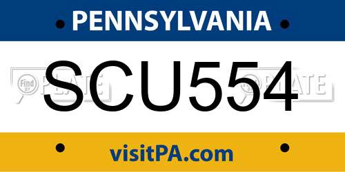 SCU554 Pennsylvania License Plate