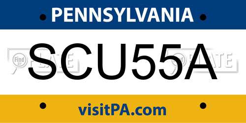 SCU55A Pennsylvania License Plate