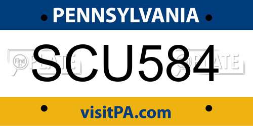 SCU584 Pennsylvania License Plate