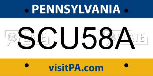 SCU58A Pennsylvania License Plate