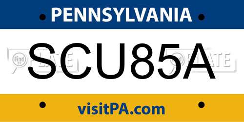 SCU85A Pennsylvania License Plate