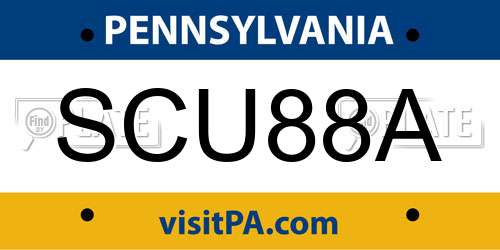 SCU88A Pennsylvania License Plate