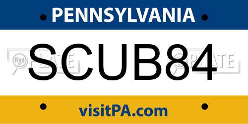 SCUB84 Pennsylvania License Plate