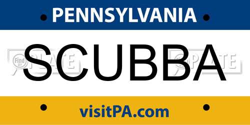SCUBBA Pennsylvania License Plate