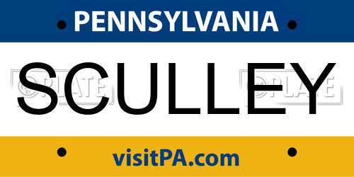 SCULLEY Pennsylvania License Plate