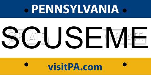 SCUSEME Pennsylvania License Plate