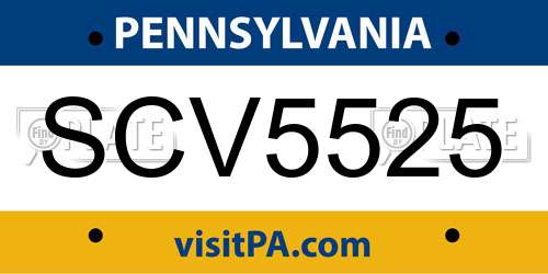 SCV5525 Pennsylvania License Plate