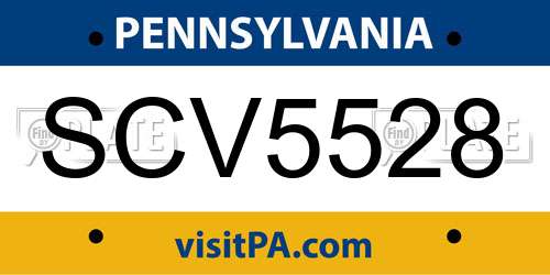 SCV5528 Pennsylvania License Plate