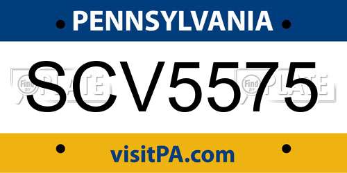 SCV5575 Pennsylvania License Plate