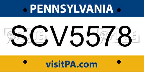 SCV5578 Pennsylvania License Plate