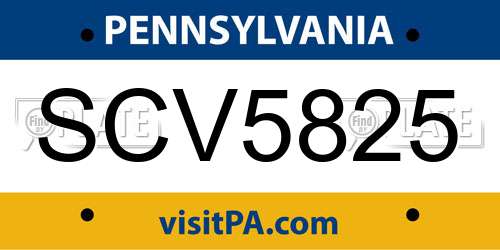 SCV5825 Pennsylvania License Plate