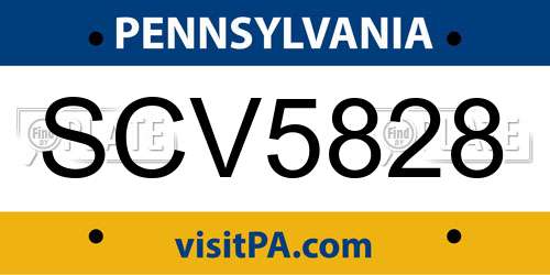 SCV5828 Pennsylvania License Plate