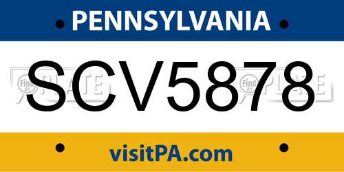SCV5878 Pennsylvania License Plate