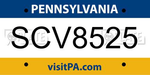 SCV8525 Pennsylvania License Plate