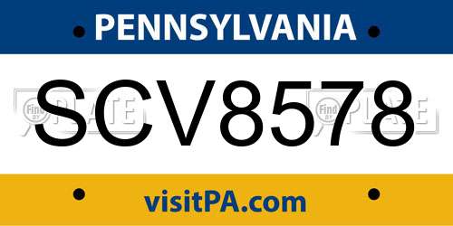 SCV8578 Pennsylvania License Plate