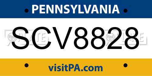 SCV8828 Pennsylvania License Plate