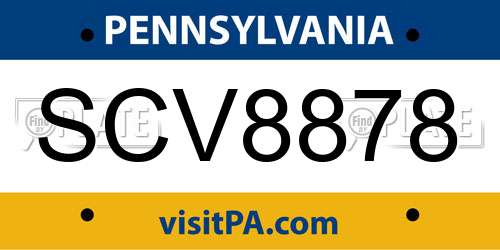 SCV8878 Pennsylvania License Plate
