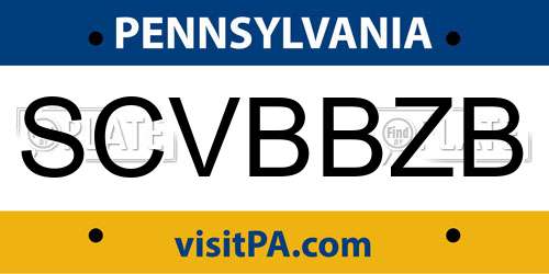 SCVBBZB Pennsylvania License Plate