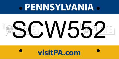 SCW552 Pennsylvania License Plate