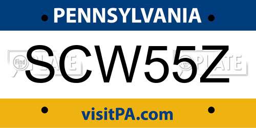 SCW55Z Pennsylvania License Plate