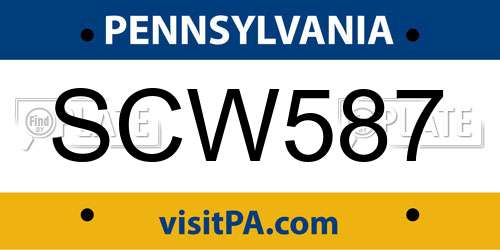 SCW587 Pennsylvania License Plate