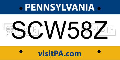 SCW58Z Pennsylvania License Plate