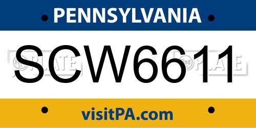 SCW6611 Pennsylvania License Plate