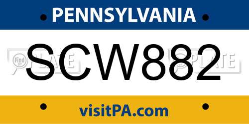 SCW882 Pennsylvania License Plate