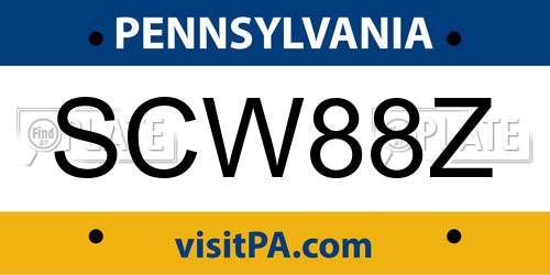 SCW88Z Pennsylvania License Plate