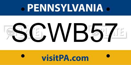 SCWB57 Pennsylvania License Plate