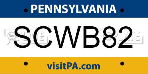 SCWB82 Pennsylvania License Plate