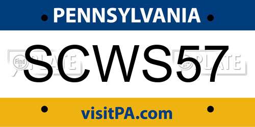 SCWS57 Pennsylvania License Plate