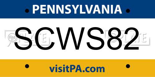 SCWS82 Pennsylvania License Plate
