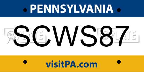 SCWS87 Pennsylvania License Plate