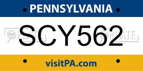 SCY562 Pennsylvania License Plate