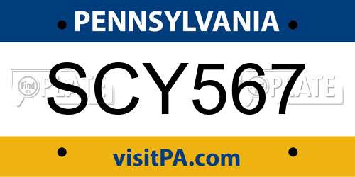 SCY567 Pennsylvania License Plate