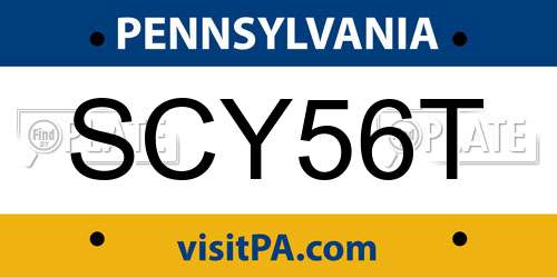 SCY56T Pennsylvania License Plate