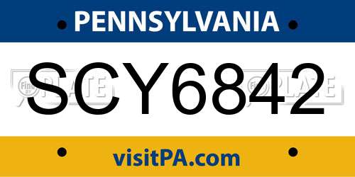 SCY6842 Pennsylvania License Plate
