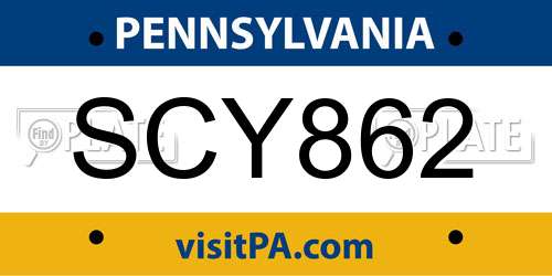 SCY862 Pennsylvania License Plate