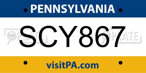 SCY867 Pennsylvania License Plate