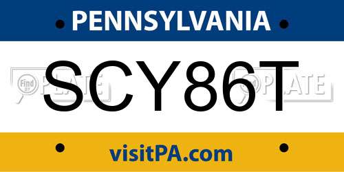 SCY86T Pennsylvania License Plate