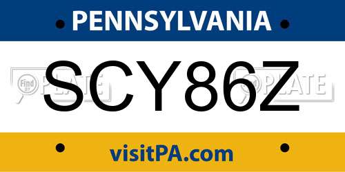 SCY86Z Pennsylvania License Plate