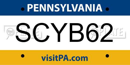 SCYB62 Pennsylvania License Plate