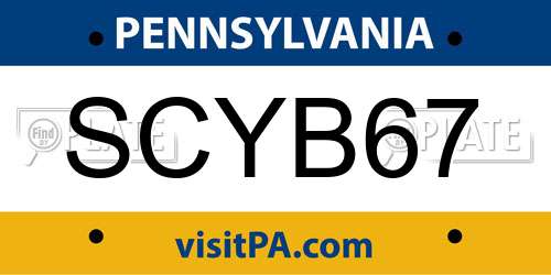 SCYB67 Pennsylvania License Plate
