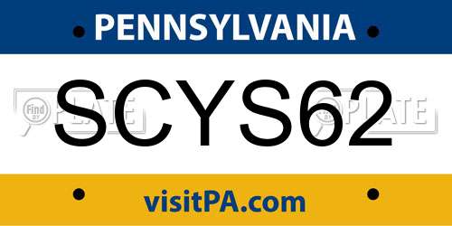 SCYS62 Pennsylvania License Plate